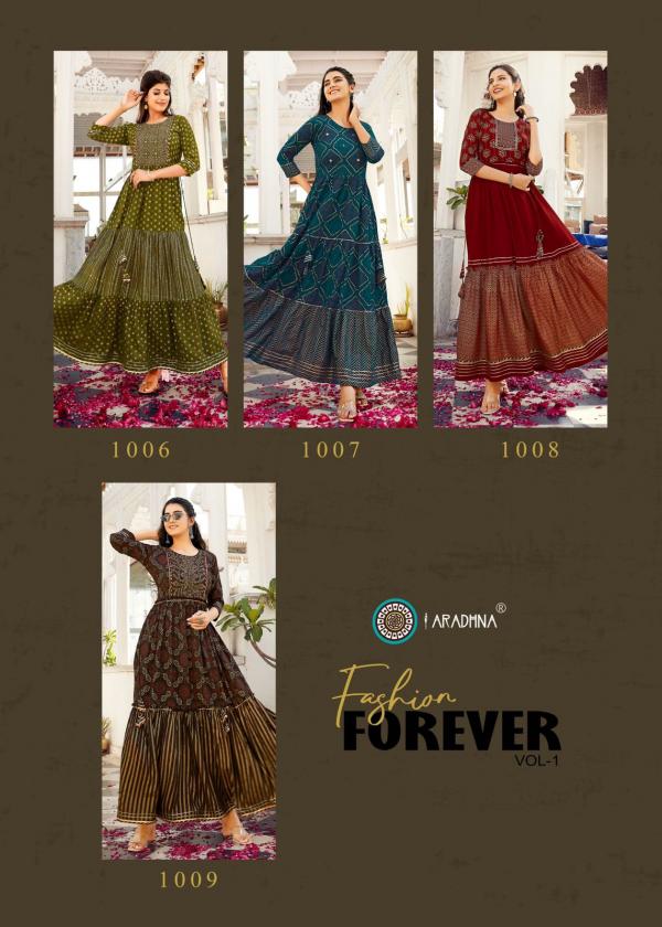 Aradhna Fashion Forever 1 Rayon Wear Long Kurti Collection